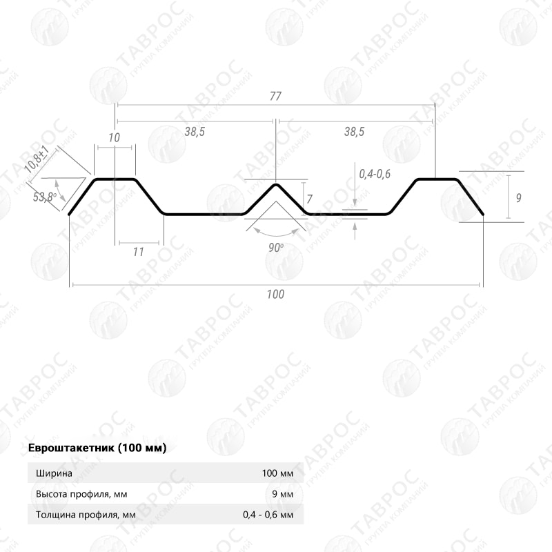 Металлический штакетник Гладкий полиэстер RAL 9003 (Белый) 1500*100*0,45 односторонний Прямой