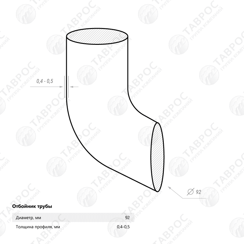 Отвод трубы Гладкий полиэстер RAL 5005 92